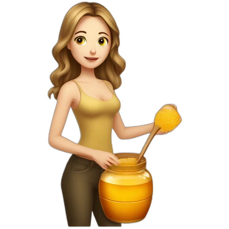 Beauty-caucasian-full-body-Girl and the pot of honey emoji
