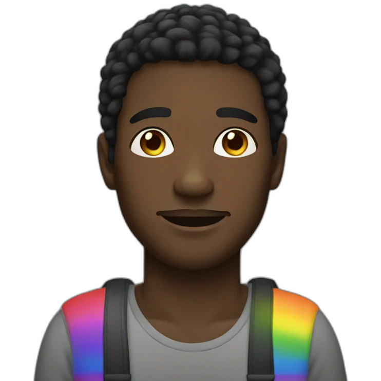 Black homosexual man with rainbow colors emoji
