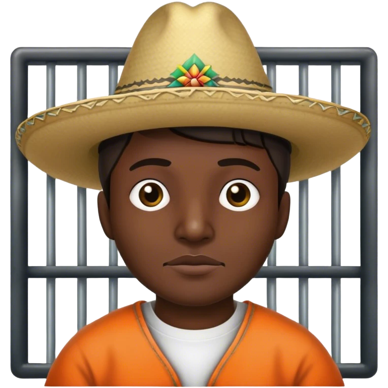 Prisoner in jail wearing sombrero  emoji