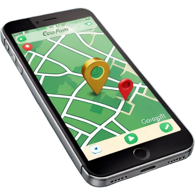 dark green geotag pointing to map on dark green iphone display emoji