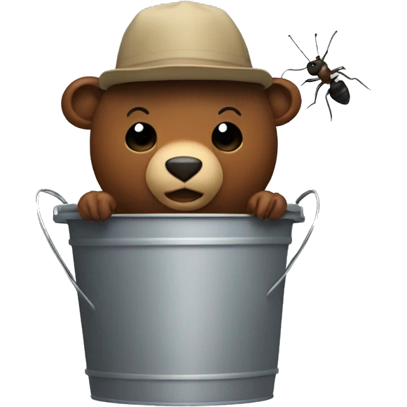 ant riding a bear with a bucket hat on emoji