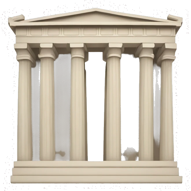 Greek parthenon bank emoji Logo, with exactly two pillars, minimalist emoji
