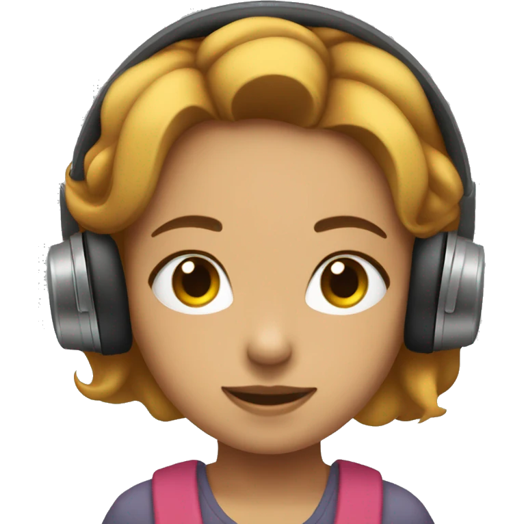 a girl with bob hair wearing headphones enjoying music with eyes closed emoji