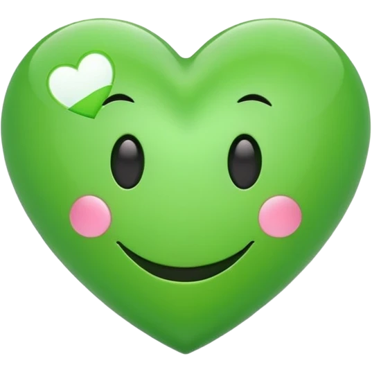 green heart with a smiley face emoji