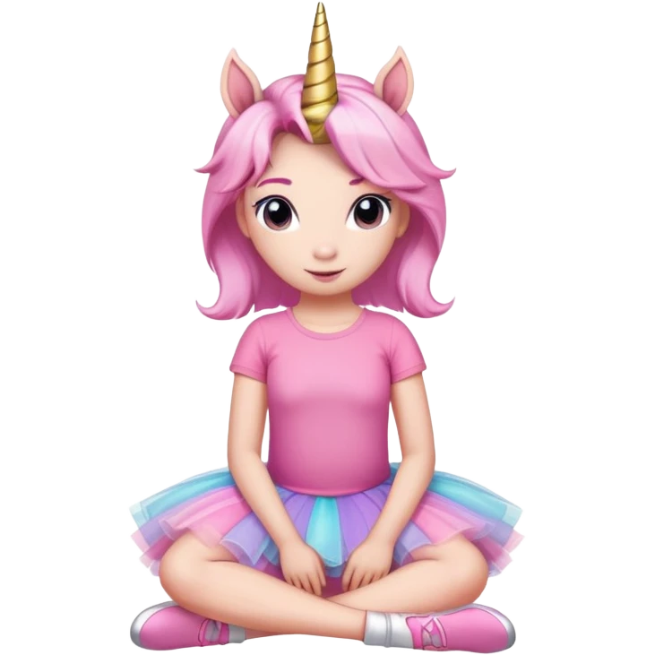 head of an anthropomorphised female unicorn in tutu and pink t-shirt, relaxed pose emoji