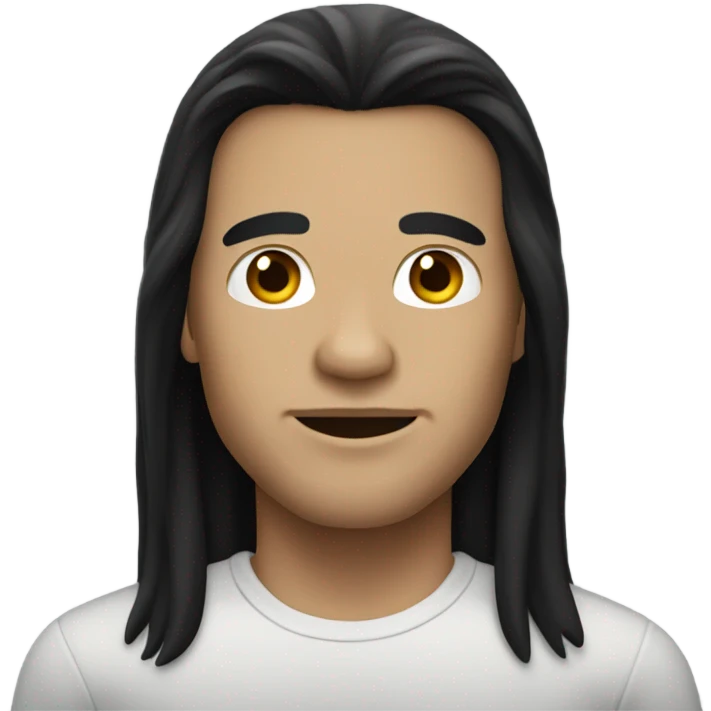 A man with long black hair and light skin. emoji