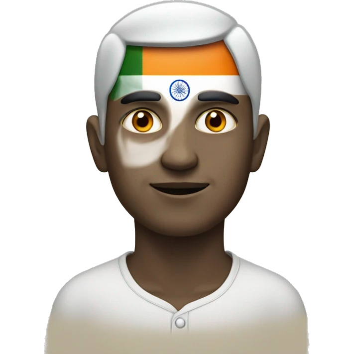 a neutral face with india flag in the background and with his third orange eye emoji