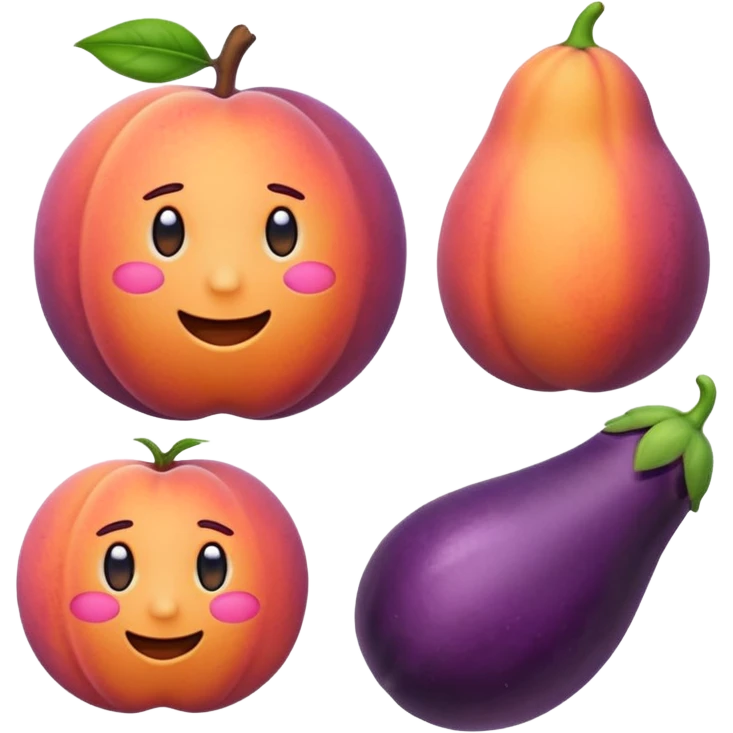 Make an emoji of a peach and eggplant emoji