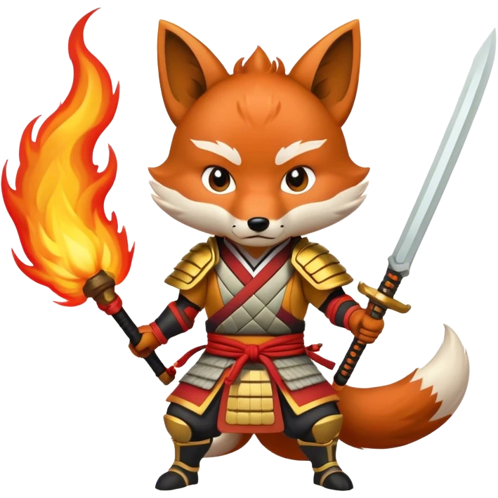 A fox samurai Warrior with fire powers emoji