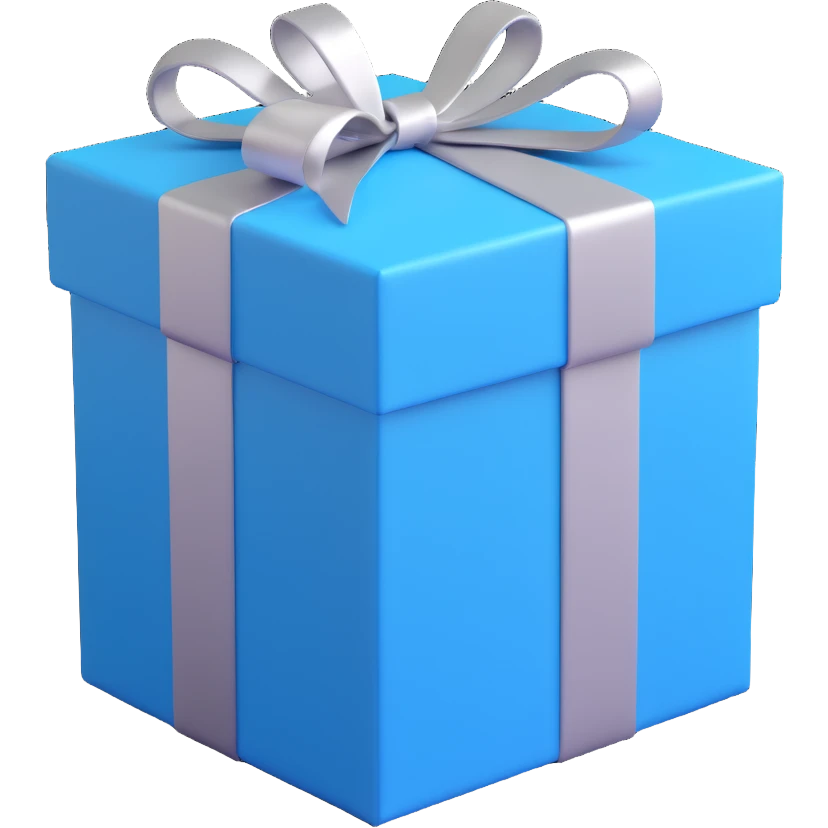 gift box, blue with silver ribbon emoji
