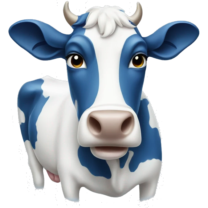 Blue and white cow emoji
