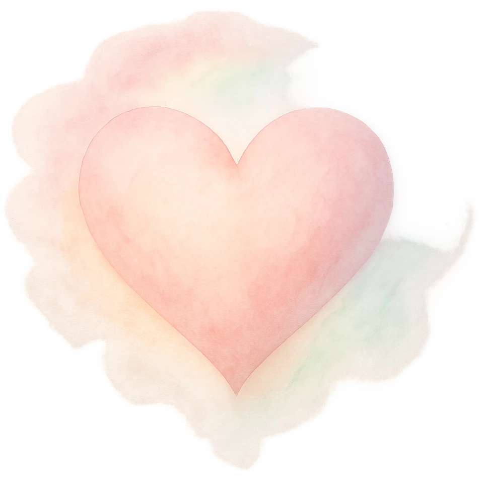 heart with a soft rainbow mist, digital illustration emoji