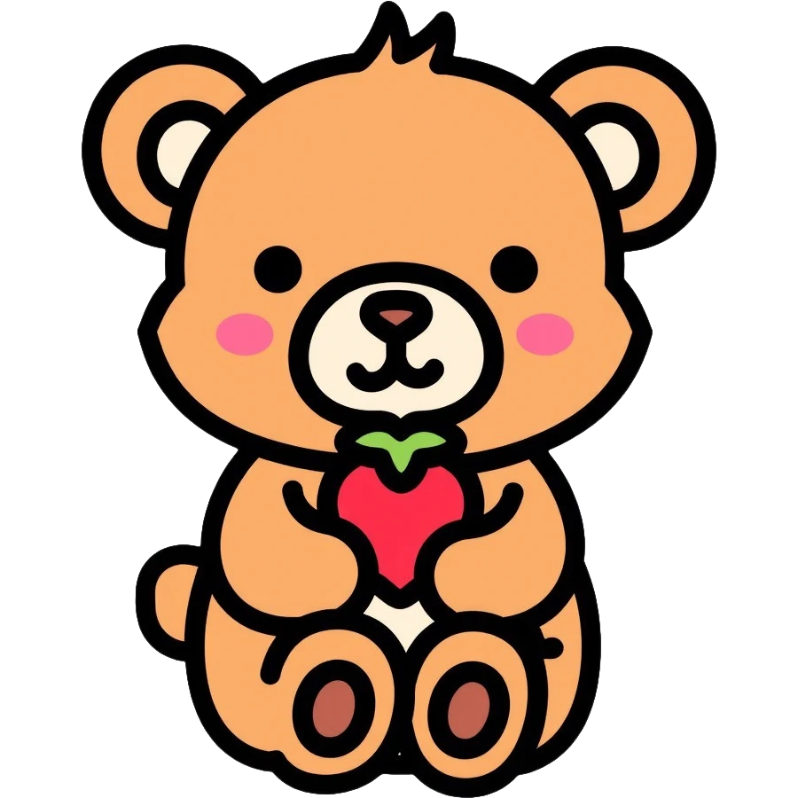 bear with strawberry emoji