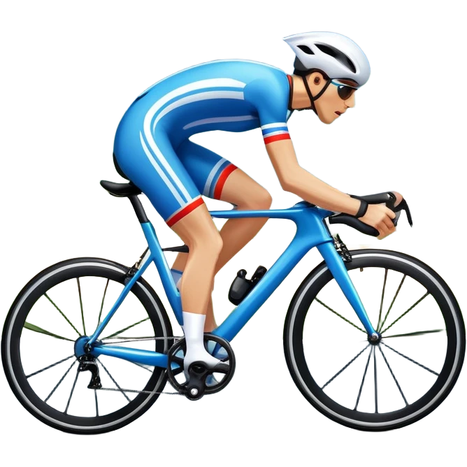 An icon featuring a sleek racing bicycle with aerodynamic wheels on a winding road. The background showcases a scenic mountain landscape, a bright blue sky, and a cheering crowd near the track. Transparent background emphasizes the speed, endurance, and thrill of cycling. emoji