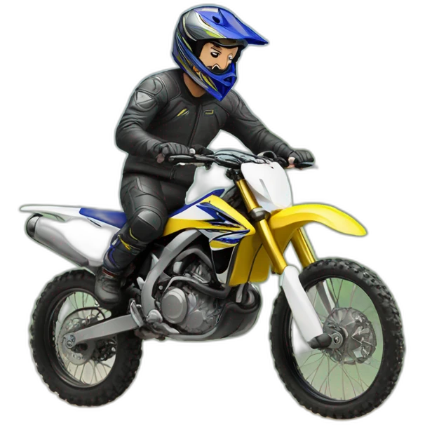 Man make wheelie with yamaha dirt bike emoji
