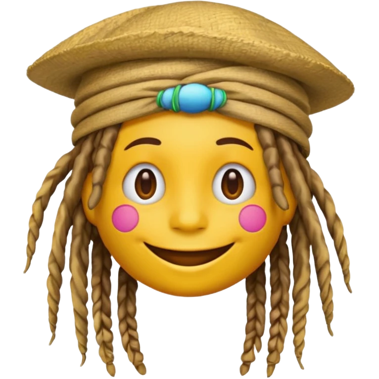 Yellow smile emoji with dreads and a colorful hat emoji