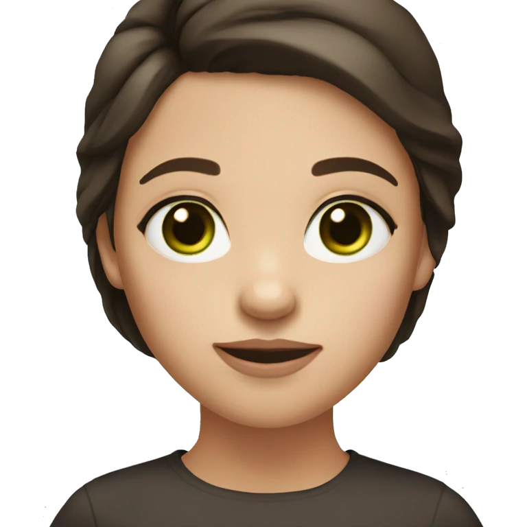 Girl with green eyes dark brown hair and pail skin  emoji