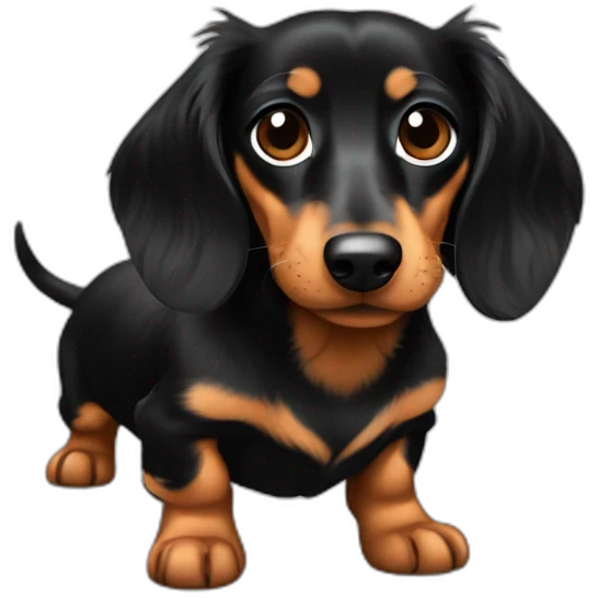 Long haired minature dachshund Black and tan emoji