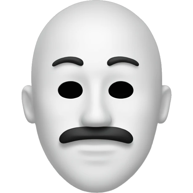 White mask with Black eyes and black nose and long black mouth emoji