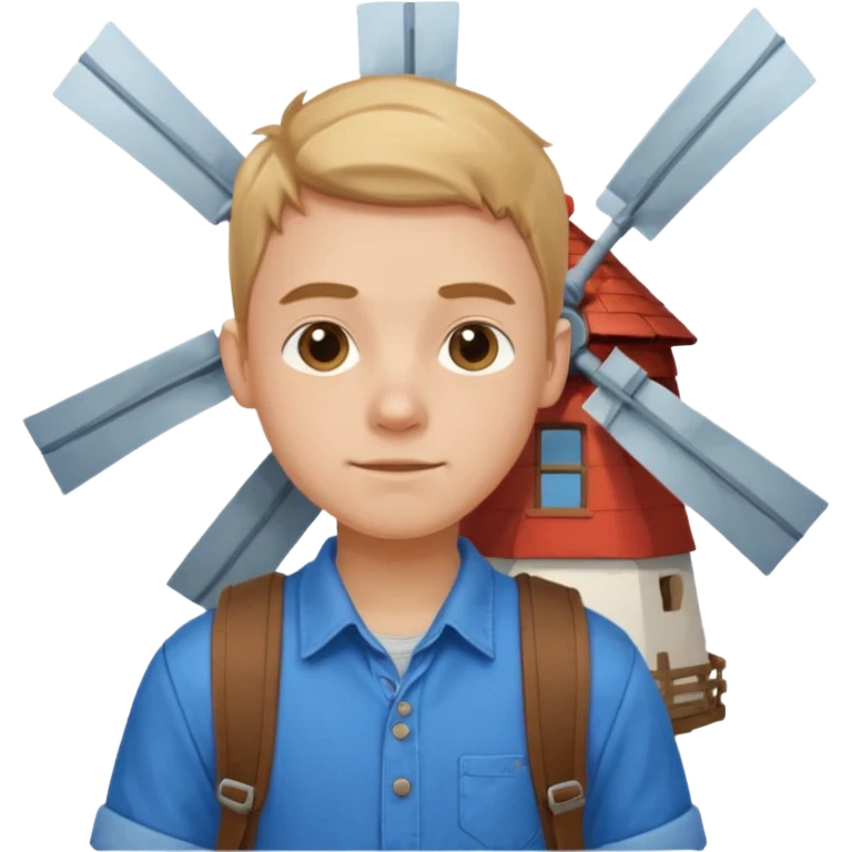 Boy wear windmill backpack emoji