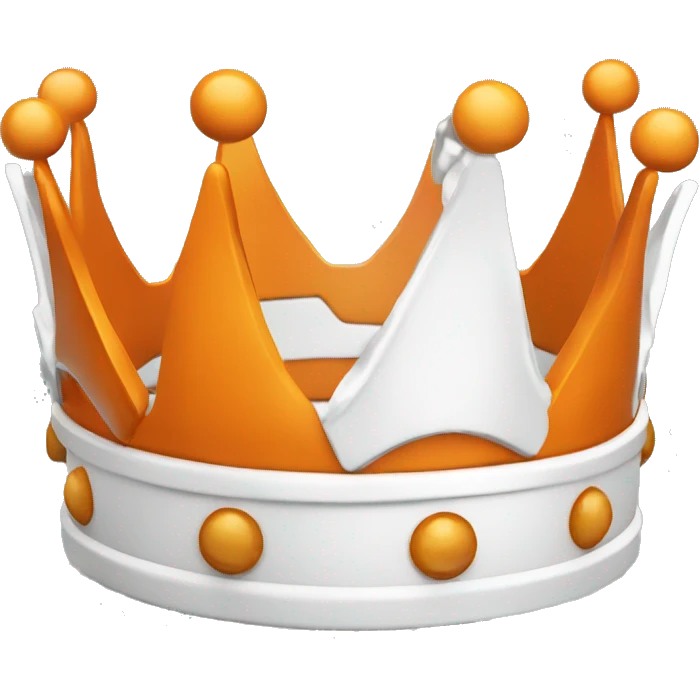 A crown, orange on the upside and white on the downside, add text seeker alliance  emoji