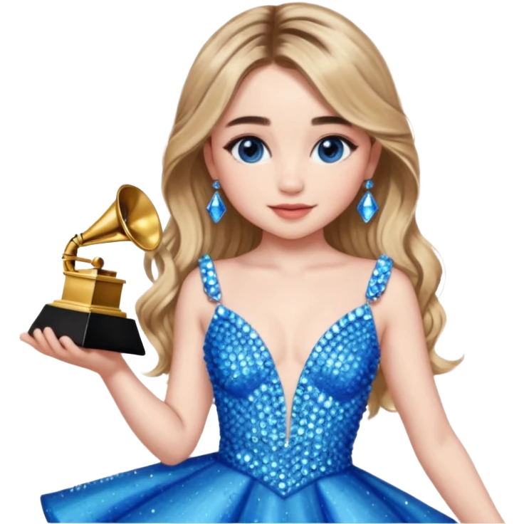 sabrina carpenter blue rhinestone grammy dress emoji