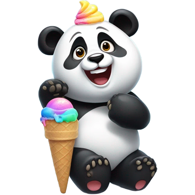 Panda eating ice cream emoji