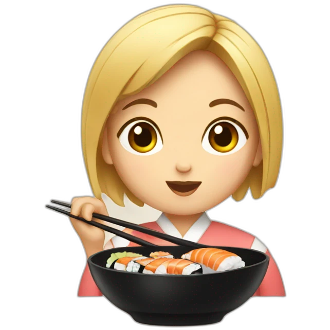 girl eating sushi emoji