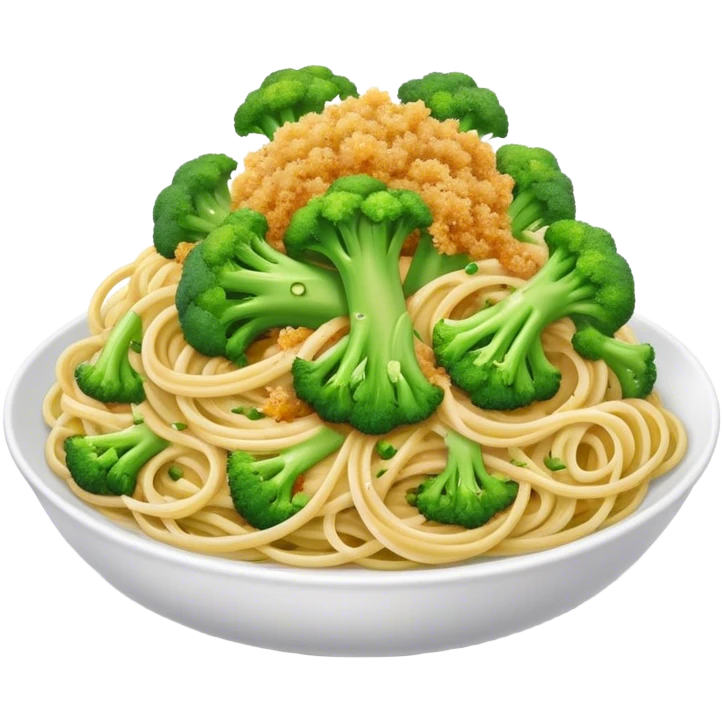 Broccoli and sprinkled bread crumbs over spaghetti  emoji