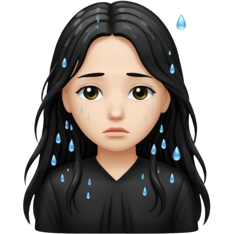 غمگین🧍‍♀️🌧موهای بلندلباس مشکی emoji