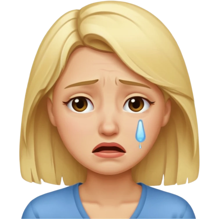 blonde woman crying emoji