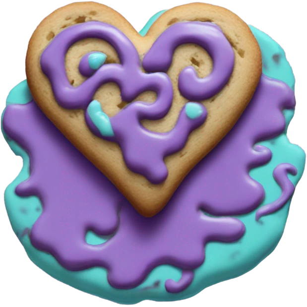 Purple teal chocolate chip heart cookie emoji