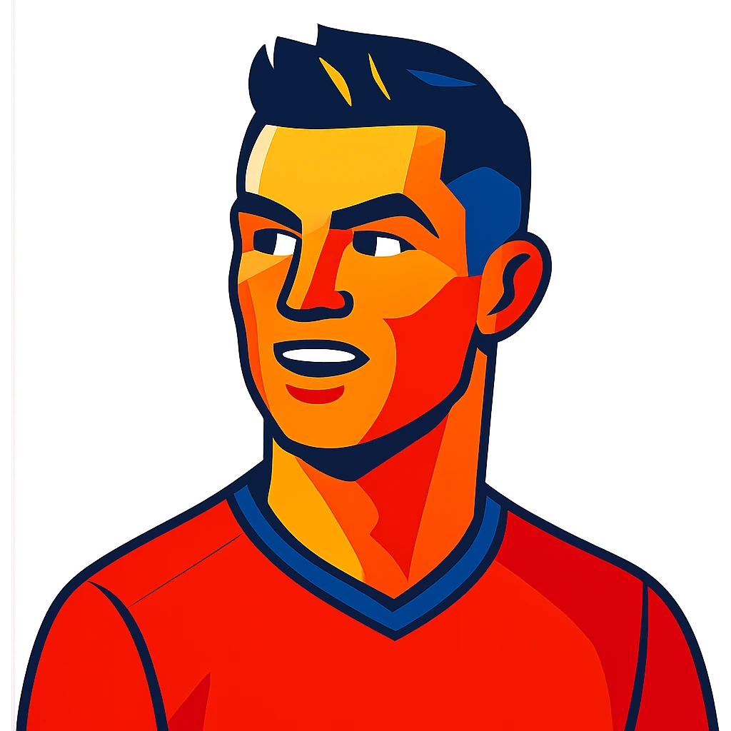 Cristiano Ronaldo iconic footballer portrait in vibrant toon style emoji
