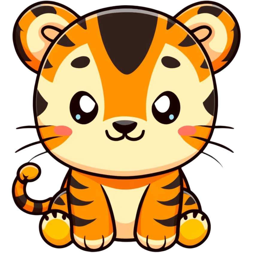 cute tiger crying with tears, sad face emoji