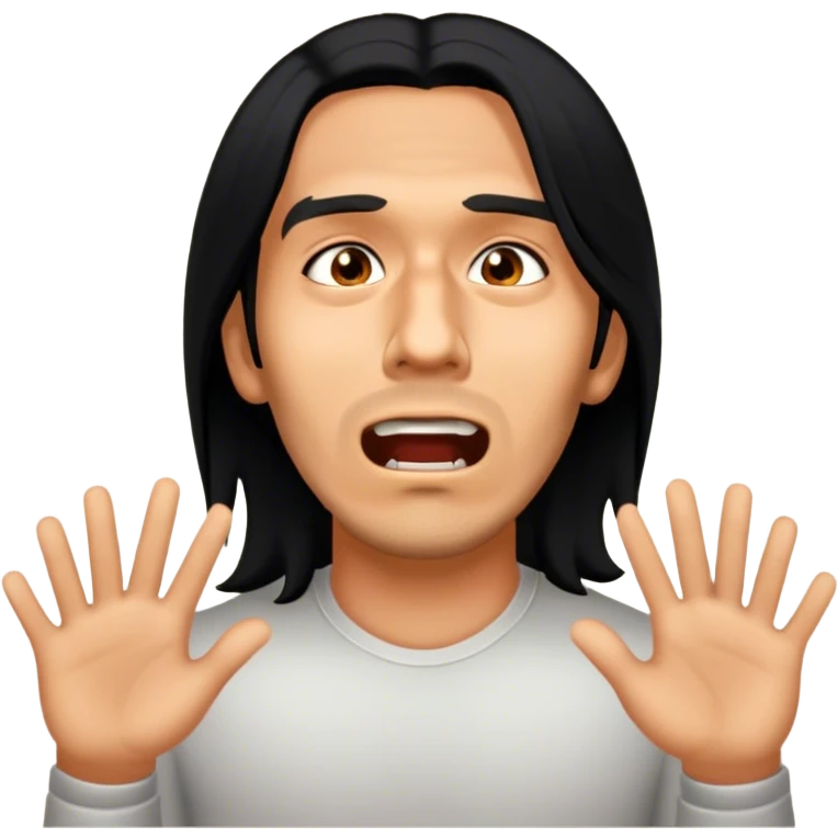 Scared latino man with long black hair emoji