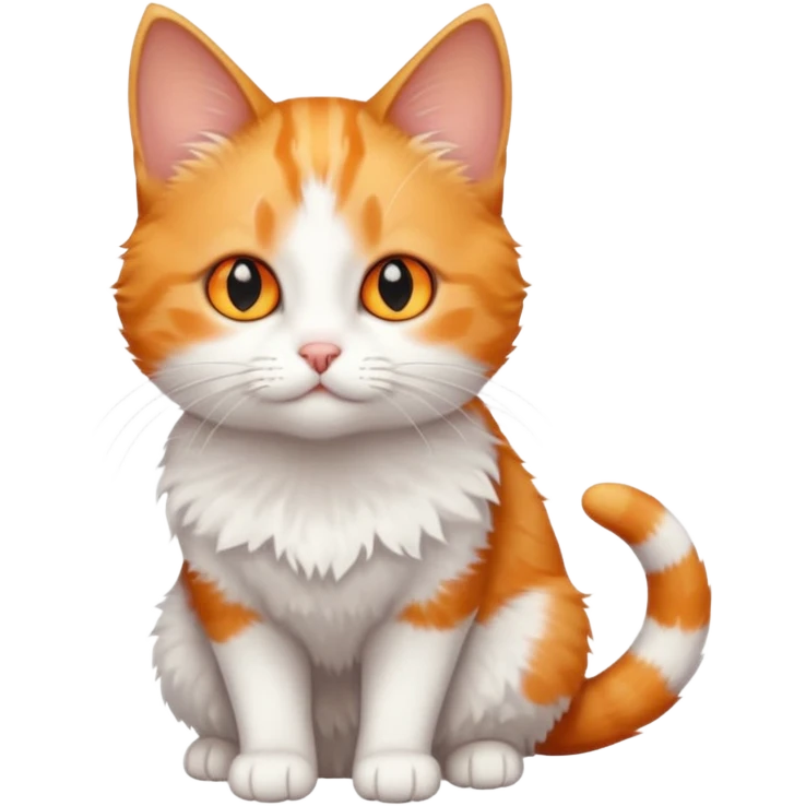 full body small short hair ginger and white cat with orange eyes  emoji