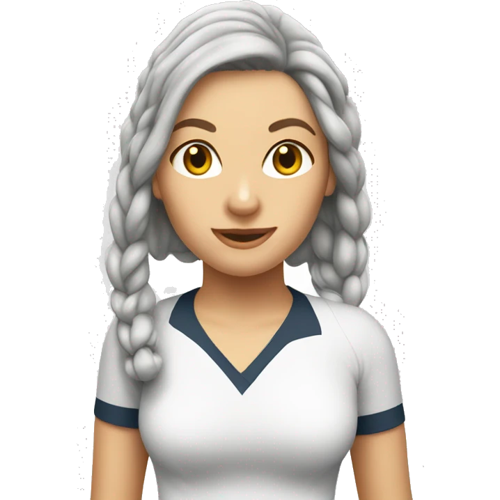 female squash player, 50s, white, always tie her hair  emoji