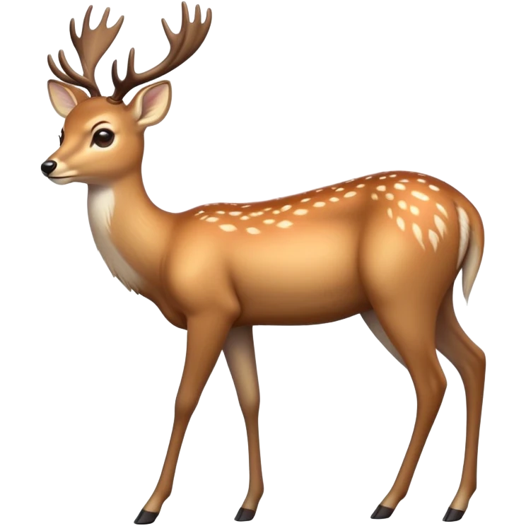 cinematic-[deer]-realistic-full-body-standing on all fours-emoji,-tail-tucked-close,-head-tilted-dramatically,-sleek-[fawn]-fur,-simplified-yet-realistic-focused-features,-highly-detailed,-glowing-with-an-almost-sarcastic-glow emoji