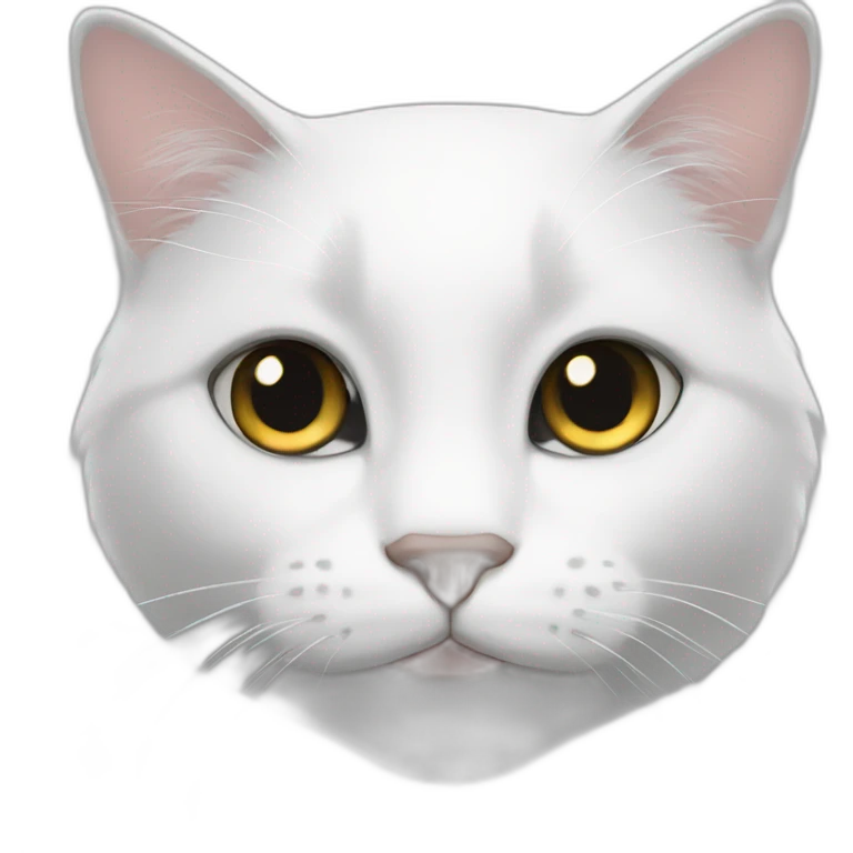 a white cat with black eyes emoji
