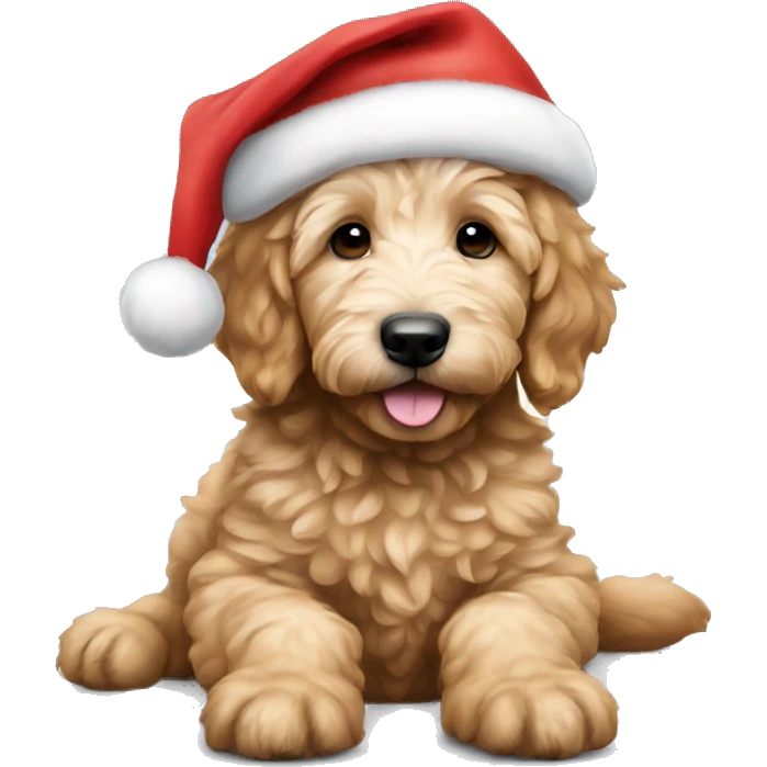 golden doodle puppy with santa hat emoji