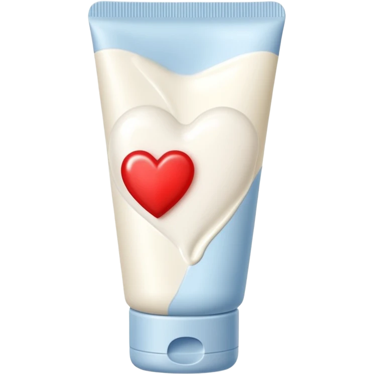 A white cream lotion paste tube with a red heart label on it emoji