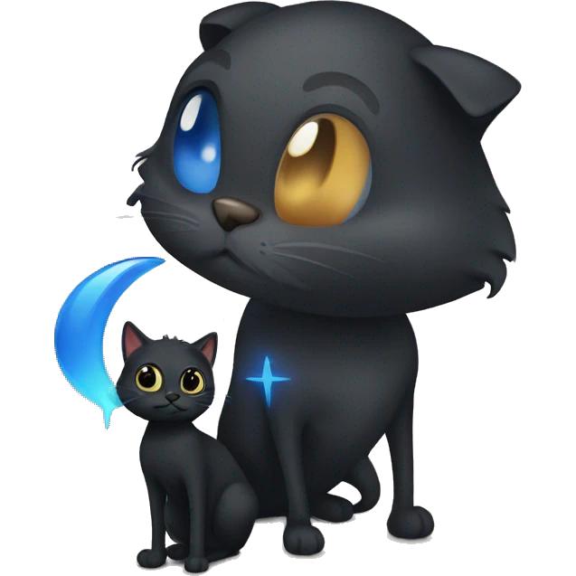 Black cat with estés blue emoji