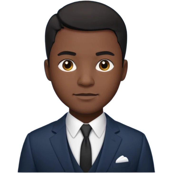 black man short hait with suit emoji
