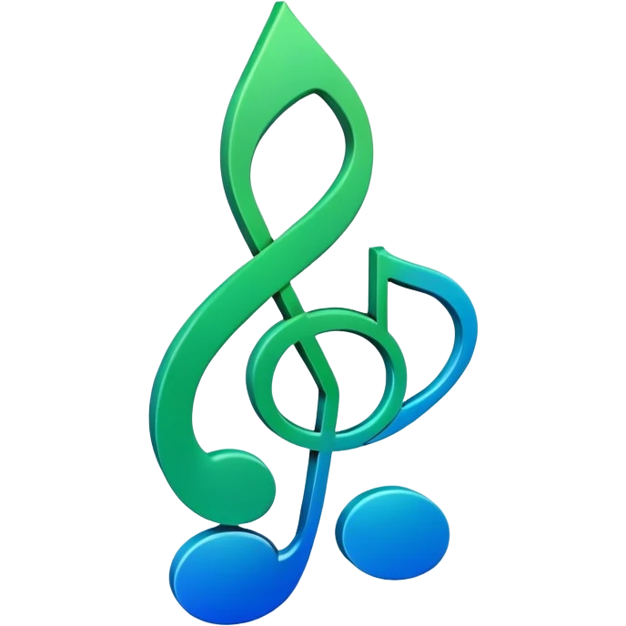 3D gradient blue to green music icon logo note  no background unique y2k clipart emoji