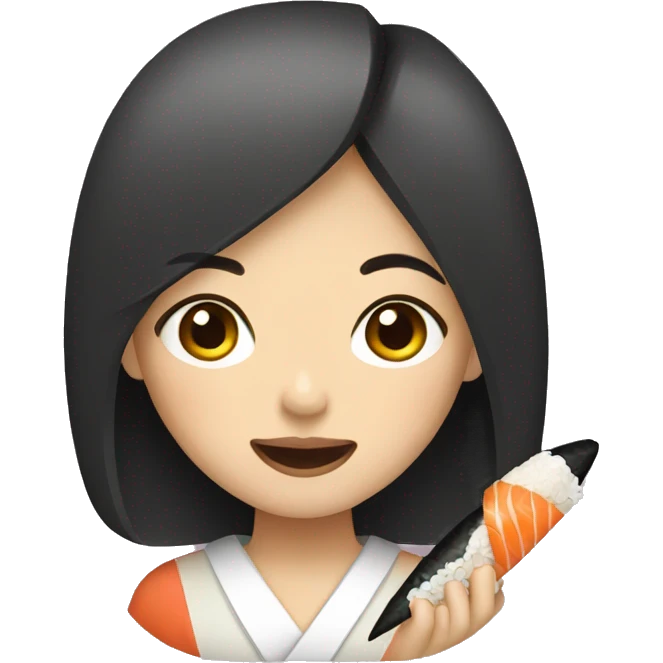 asian girl eating sushi emoji