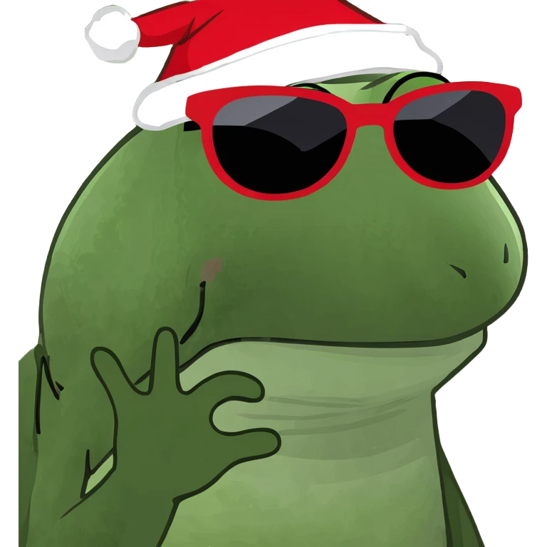 Chip bag with sunglasses and a Christmas hat emoji