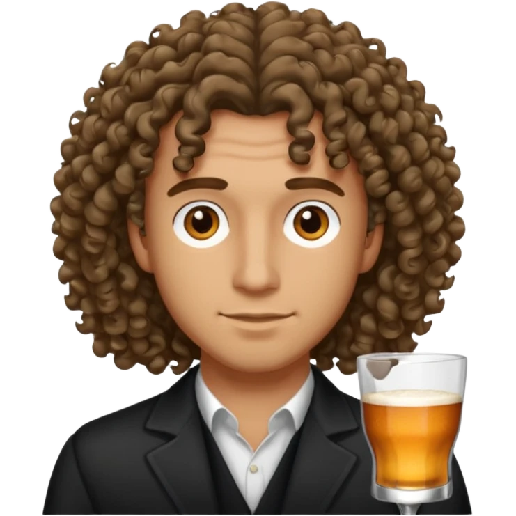Male, shoulder length curly hair, bar slinger emoji