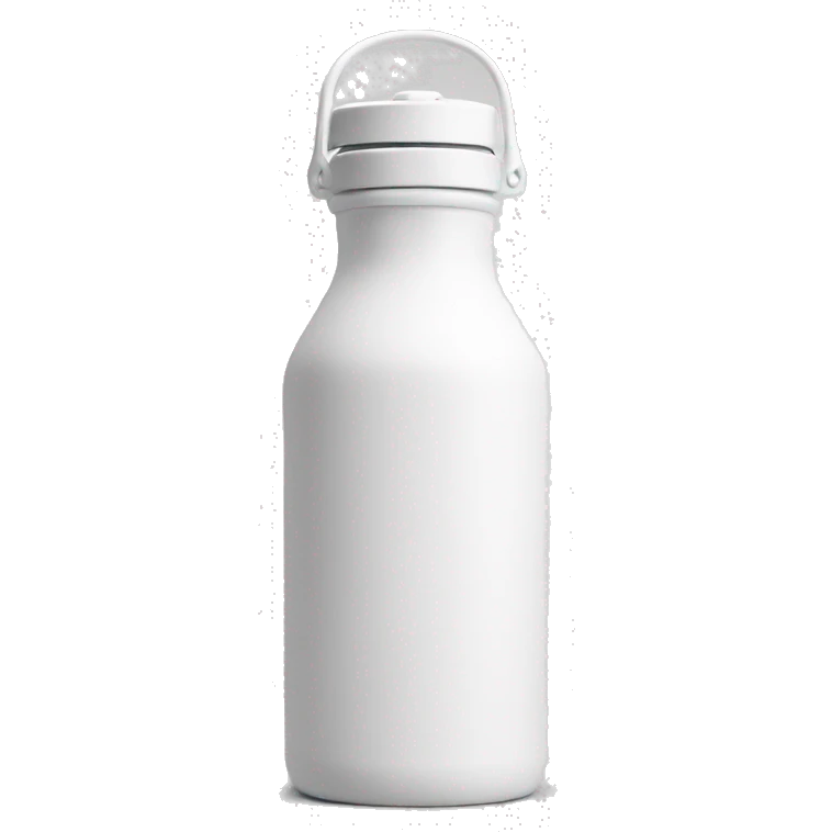 white water bottle with white lid, white handle strap emoji