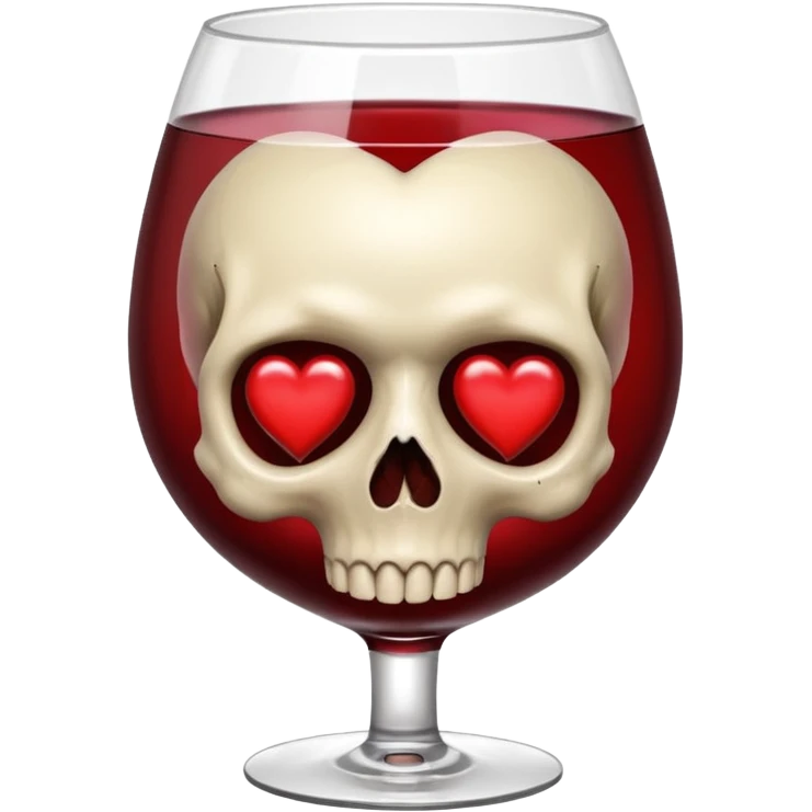 skull with wine red hearts around emoji