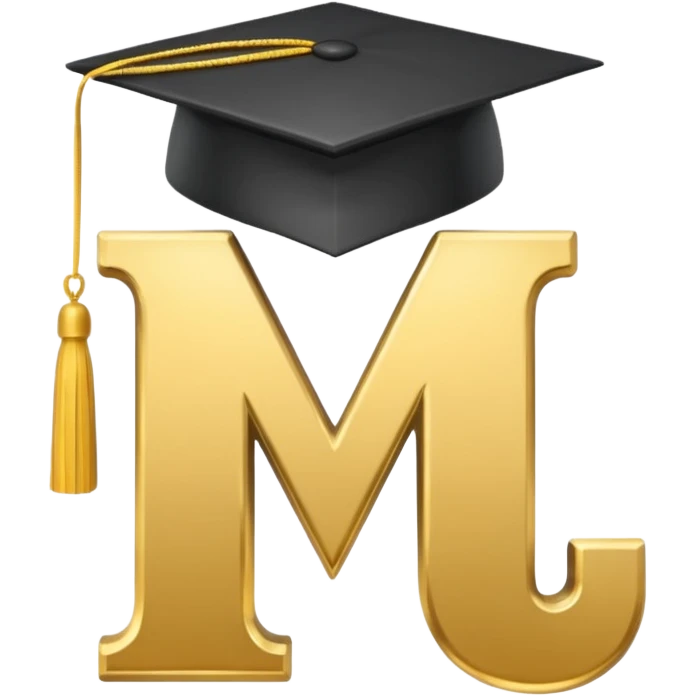 The letters "MPU", wearing a graduation hat emoji
